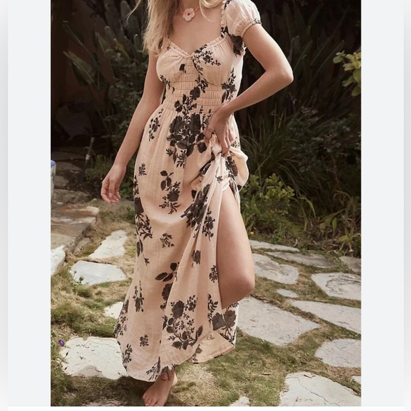 Free People Black and Pink Forget Me Not Floral Dress Size Small - Picture 1 of 8